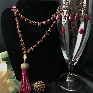 Tassel ruby rope/lariat necklace